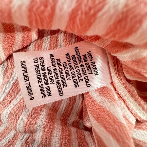 NEW! Liz Claiborne Button Down Shirt Striped Plus 3X Coral $45 V-Neck Rayon - Picture 7 of 12